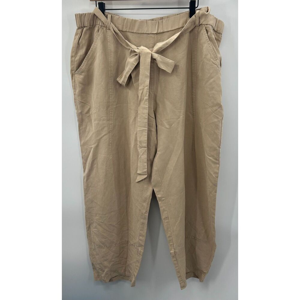 NWT Eileen Fisher Tencel Linen Blend Lantern Ankle Pant In Khaki 1X Plus